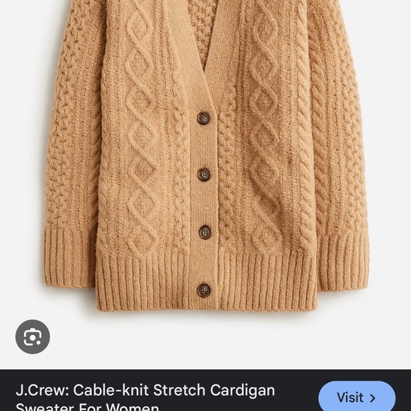 J. Crew $178 cable knit stretch camel cardigan sweater 2X - Picture 12 of 12